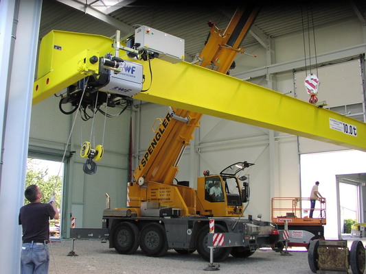 FEM 5 Ton Single Beam European Overhead Crane With Trolley Yellow Painting