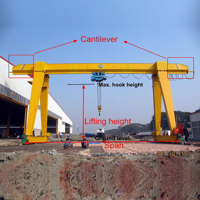 10 Ton Electric Travelling Single Girder Bock Crane With Hoist Span 16 Meter